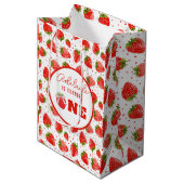 Berry Eerste Verjaardag 1e Verjaardag Strawberry P Medium Cadeauzakje (Voorkant Gekanteld)