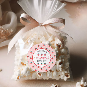 Berry Eerste Verjaardag 1e Verjaardag Strawberry P Ronde Sticker