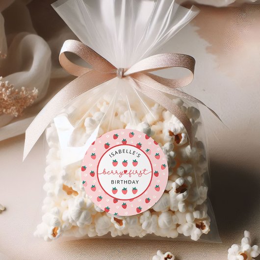 Berry Eerste Verjaardag 1e Verjaardag Strawberry P Ronde Sticker