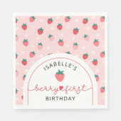 Berry Eerste Verjaardag 1e Verjaardag Strawberry P Servet (Voorkant)