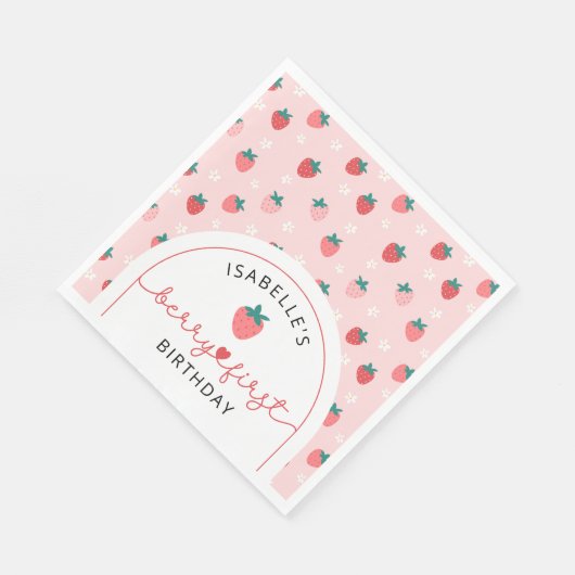 Berry Eerste Verjaardag 1e Verjaardag Strawberry P Servet (Hoek)