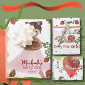 Berry eerste verjaardag aangepaste aardbei inpakpapier vel