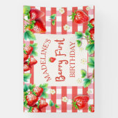 Berry eerste verjaardag - Aardbei 1e b Spandoek (Verticaal)