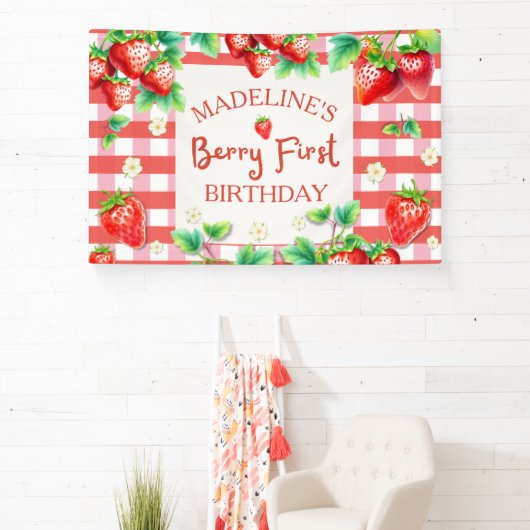 Berry eerste verjaardag - Aardbei 1e b Spandoek (Insitu)