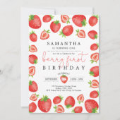 Berry Eerste Verjaardag Aardbei 1e Verjaardag Fees Kaart (Voorkant)