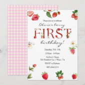 Berry Eerste Verjaardag Aardbei 1e Verjaardag Kaart (Voorkant / Achterkant)