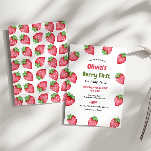 Berry Eerste Verjaardag Aardbei 1e Verjaardag Kaart