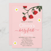 Berry Eerste Verjaardag Aardbei 1e Verjaardag Kaart (Voorkant / Achterkant)