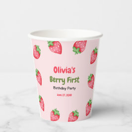 Berry Eerste Verjaardag Aardbei 1e Verjaardag Papieren Bekers