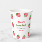 Berry Eerste Verjaardag Aardbei 1e Verjaardag Papieren Bekers (Achterkant)