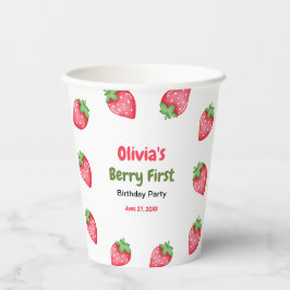 Berry Eerste Verjaardag Aardbei 1e Verjaardag Papieren Bekers