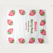 Berry Eerste Verjaardag Aardbei 1e Verjaardag Wandkleed (Voorkant (horizontaal))