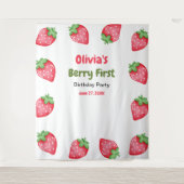 Berry Eerste Verjaardag Aardbei 1e Verjaardag Wandkleed (Voorkant)