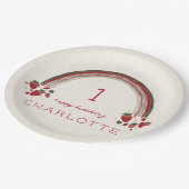 Berry Eerste Verjaardag Aardbei Bloemen Regenboog Papieren Bordje (Gekanteld)