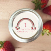Berry Eerste Verjaardag Aardbei Bloemen Regenboog Ronde Sticker