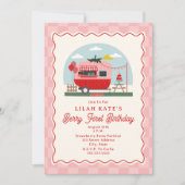 Berry Eerste Verjaardag Aardbei Checker Camper Kaart (Voorkant)