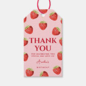Berry Eerste Verjaardag Aardbei Dank u Cadeaulabel (Voorkant)