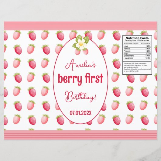 Berry Eerste Verjaardag Aardbei Design (Voorkant)