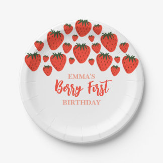 Berry Eerste Verjaardag Aardbei Design Papieren Bordje