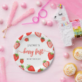 Berry Eerste Verjaardag | Aardbei Eerste Verjaarda Papieren Bordje (Feest)