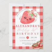 Berry Eerste Verjaardag Aardbei Meisje 1e Verjaard Kaart (Voorkant)