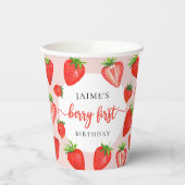 Berry Eerste Verjaardag Aardbei Meisje 1e Verjaard Papieren Bekers (Links)