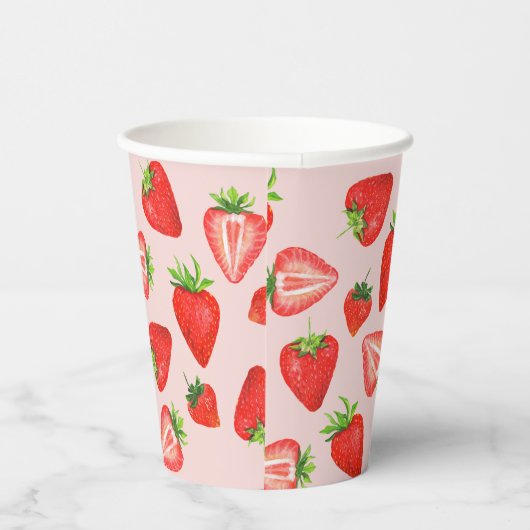 Berry Eerste Verjaardag Aardbei Meisje 1e Verjaard Papieren Bekers (Rechts)