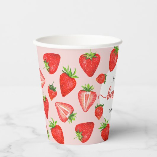 Berry Eerste Verjaardag Aardbei Meisje 1e Verjaard Papieren Bekers (Voorkant)
