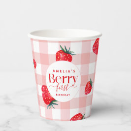 Berry Eerste Verjaardag Aardbei Meisje Papieren Bekers