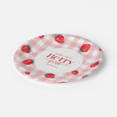 Berry Eerste Verjaardag Aardbei Meisje Papieren Bordje (Gekanteld)
