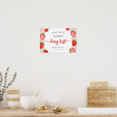 Berry Eerste Verjaardag Aardbei Meisje Welkom Poster (Keuken)