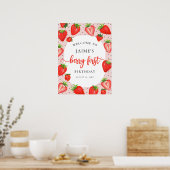 Berry Eerste Verjaardag Aardbei Meisje Welkom Poster (Keuken)
