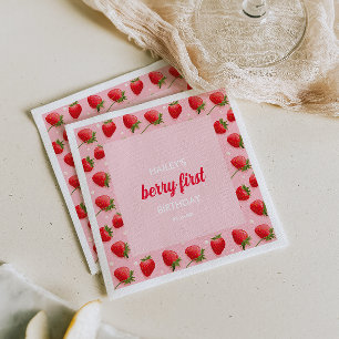 Berry Eerste Verjaardag Aardbei Papier Servet