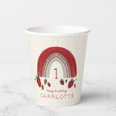 Berry Eerste Verjaardag Aardbei Regenboog Bloemen Papieren Bekers (Voorkant)