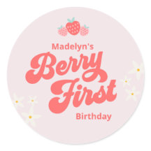 Berry Eerste Verjaardag Aardbei Roze Classic Ronde