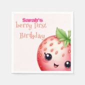 Berry eerste verjaardag aardbei servet (Voorkant)