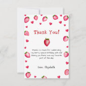 Berry Eerste Verjaardag Aardbei Zomer Gingham 1e Bedankkaart (Voorkant)