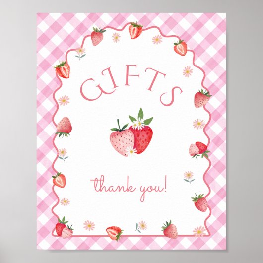 Berry Eerste Verjaardag Aardbeien Cadeaus Poster (Voorkant)