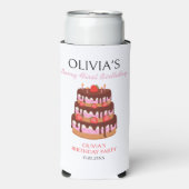 Berry Eerste Verjaardag Aardbeien Cake Verjaardag Seltzer Blikjeskoeler (Seltzer Voorkant)