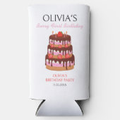 Berry Eerste Verjaardag Aardbeien Cake Verjaardag Seltzer Blikjeskoeler (Voorkant)