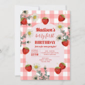 Berry eerste verjaardag aardbeien eerste 1e verjaa kaart (Voorkant)