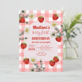 Berry eerste verjaardag aardbeien eerste 1e verjaa kaart (Staand voorkant)