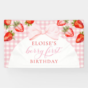 Berry Eerste Verjaardag Aardbeien Feestbord Spandoek