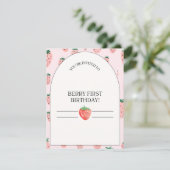 Berry eerste verjaardag aardbeien uitnodiging kind (Staand voorkant)