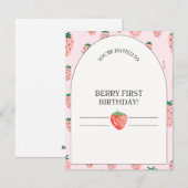 Berry eerste verjaardag aardbeien uitnodiging kind (Voorkant / Achterkant)