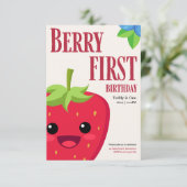 Berry Eerste Verjaardag Aardbeienfeestje Kaart (Staand voorkant)