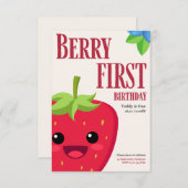 Berry Eerste Verjaardag Aardbeienfeestje Kaart (Voorkant / Achterkant)