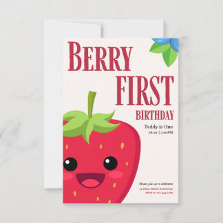 Berry Eerste Verjaardag Aardbeienfeestje Kaart