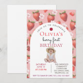 Berry Eerste Verjaardag Aardbeimeisje Foto Kaart (Voorkant / Achterkant)