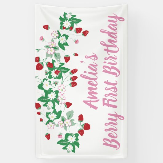 Berry Eerste Verjaardag Banner (Verticaal)